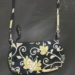 Retired Vera Bradley Yellow Bird Quilted Crossbody Shoulder Bag Floral Cotton